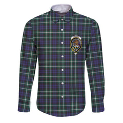 Clan Graham Tartan Long Sleeve Button Shirt Crest And Plaid Basic Style
