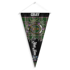 Clan Gray Tartan Felt Pennant Crest And Plaid Basic Style