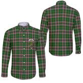 Clan Gray Tartan Long Sleeve Button Shirt Crest And Plaid Basic Style
