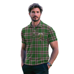 Clan Gray Tartan Men Polo Shirt Crest And Plaid Basic Style
