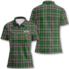 Clan Gray Tartan Women Polo Shirt Crest And Plaid Basic Style