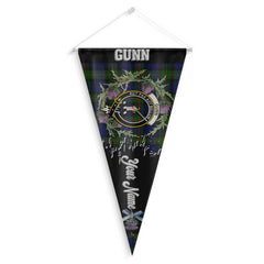 Clan Gunn Tartan Felt Pennant Crest And Plaid Basic Style