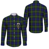 Clan Gunn Tartan Long Sleeve Button Shirt Crest And Plaid Basic Style