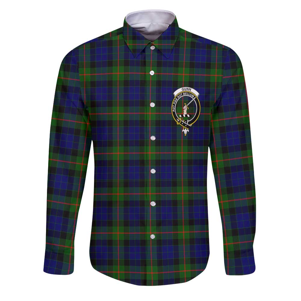 Clan Gunn Tartan Long Sleeve Button Shirt Crest And Plaid Basic Style