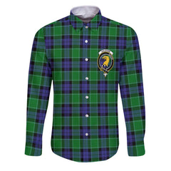 Clan Haldane Tartan Long Sleeve Button Shirt Crest And Plaid Basic Style