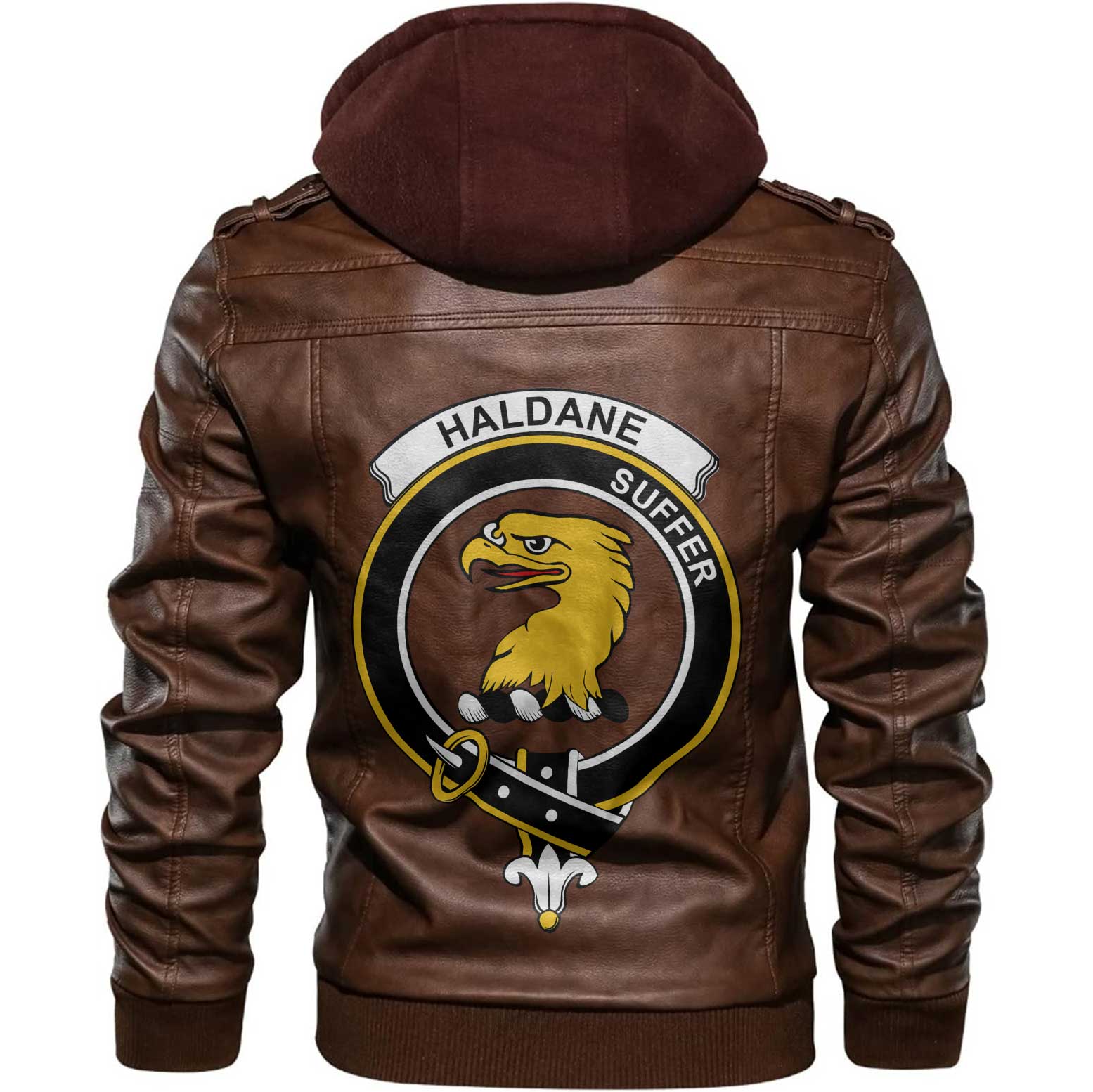Clan Haldane Tartan Zip Leather Jacket Crest And Plaid Basic Style