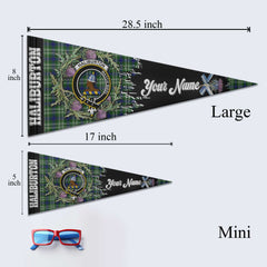 Clan Haliburton Tartan Felt Pennant Crest And Plaid Basic Style