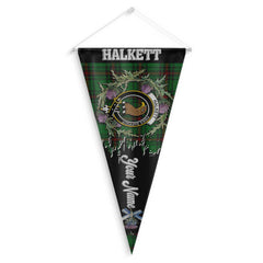 Clan Halkett Tartan Felt Pennant Crest And Plaid Basic Style