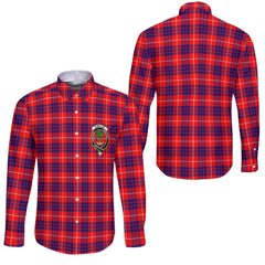 Clan Hamilton Tartan Long Sleeve Button Shirt Crest And Plaid Basic Style