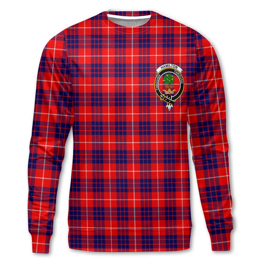 Clan Hamilton Tartan Women Sweatshirt Crest And Plaid Basic Style
