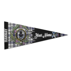 Clan Hannay Tartan Felt Pennant Crest And Plaid Basic Style