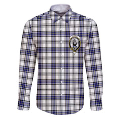 Clan Hannay Tartan Long Sleeve Button Shirt Crest And Plaid Basic Style