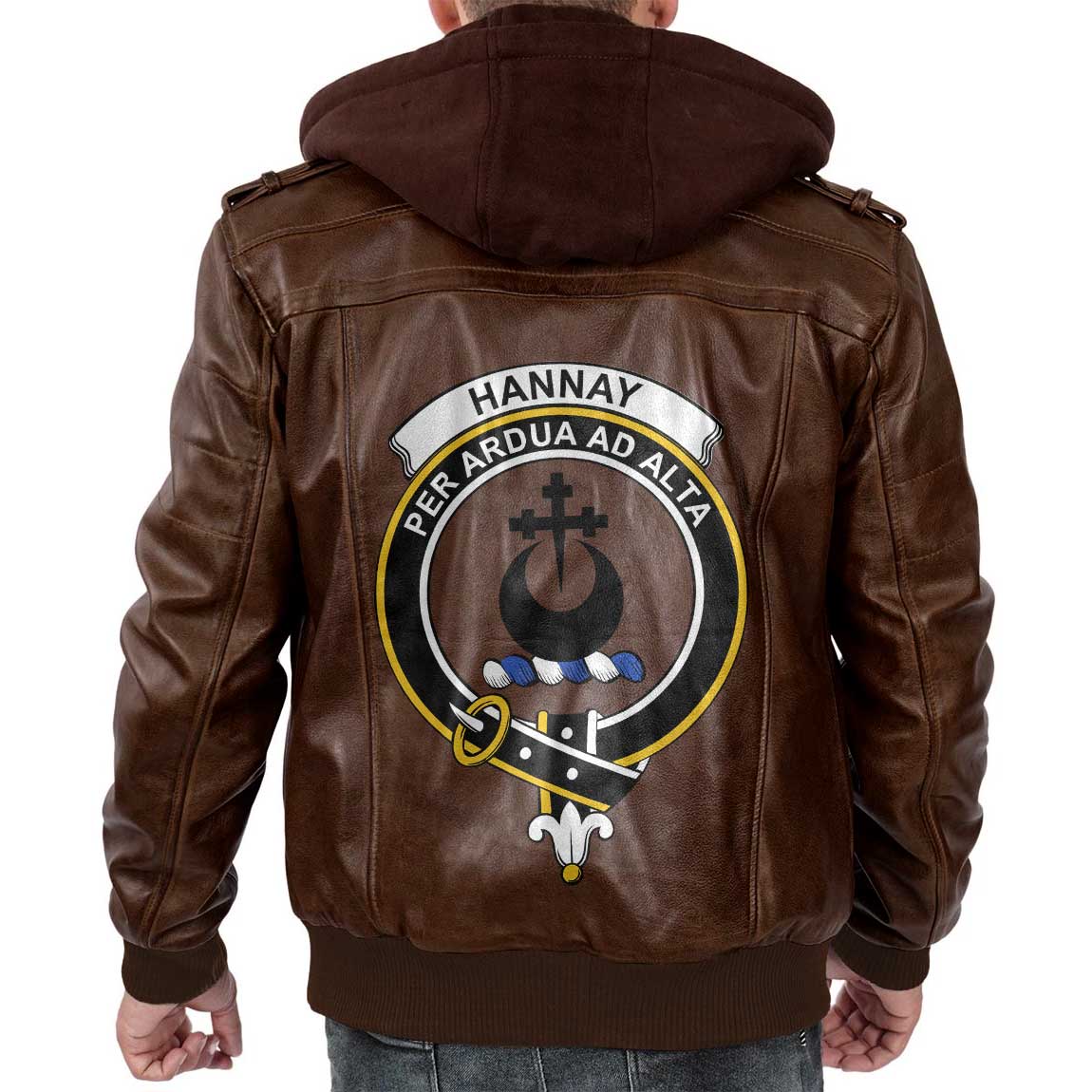 Clan Hannay Tartan Zip Leather Jacket Crest And Plaid Basic Style
