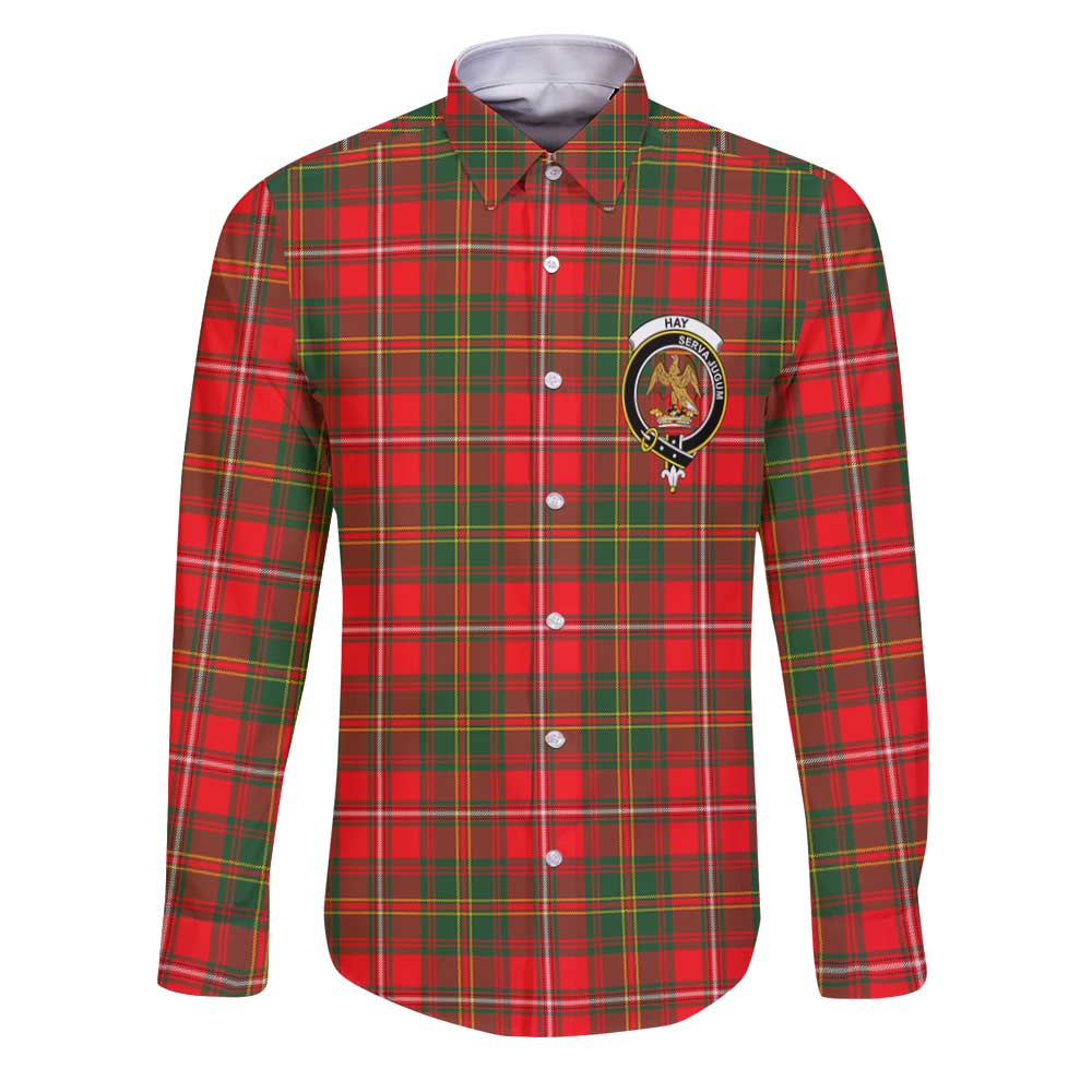 Clan Hay Tartan Long Sleeve Button Shirt Crest And Plaid Basic Style