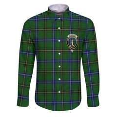 Clan Henderson Tartan Long Sleeve Button Shirt Crest And Plaid Basic Style