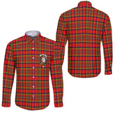 Clan Hepburn Tartan Long Sleeve Button Shirt Crest And Plaid Basic Style