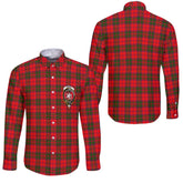 Clan Heron Tartan Long Sleeve Button Shirt Crest And Plaid Basic Style