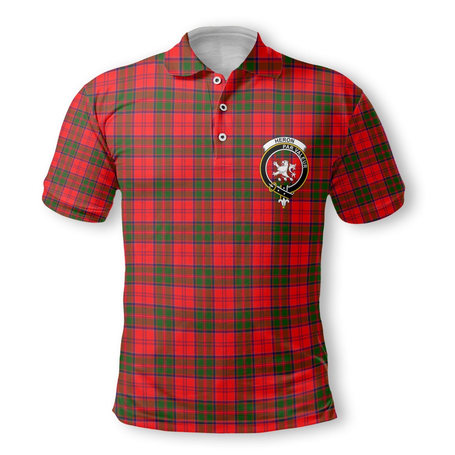 Clan Heron Tartan Men Polo Shirt Crest And Plaid Basic Style