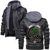 Clan Hogg Or Hog Tartan Zip Leather Jacket Crest And Plaid Basic Style