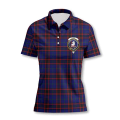 Clan Home Tartan Women Polo Shirt Crest And Plaid Basic Style