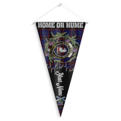 Clan Home Or Hume Tartan Felt Pennant Crest And Plaid Basic Style