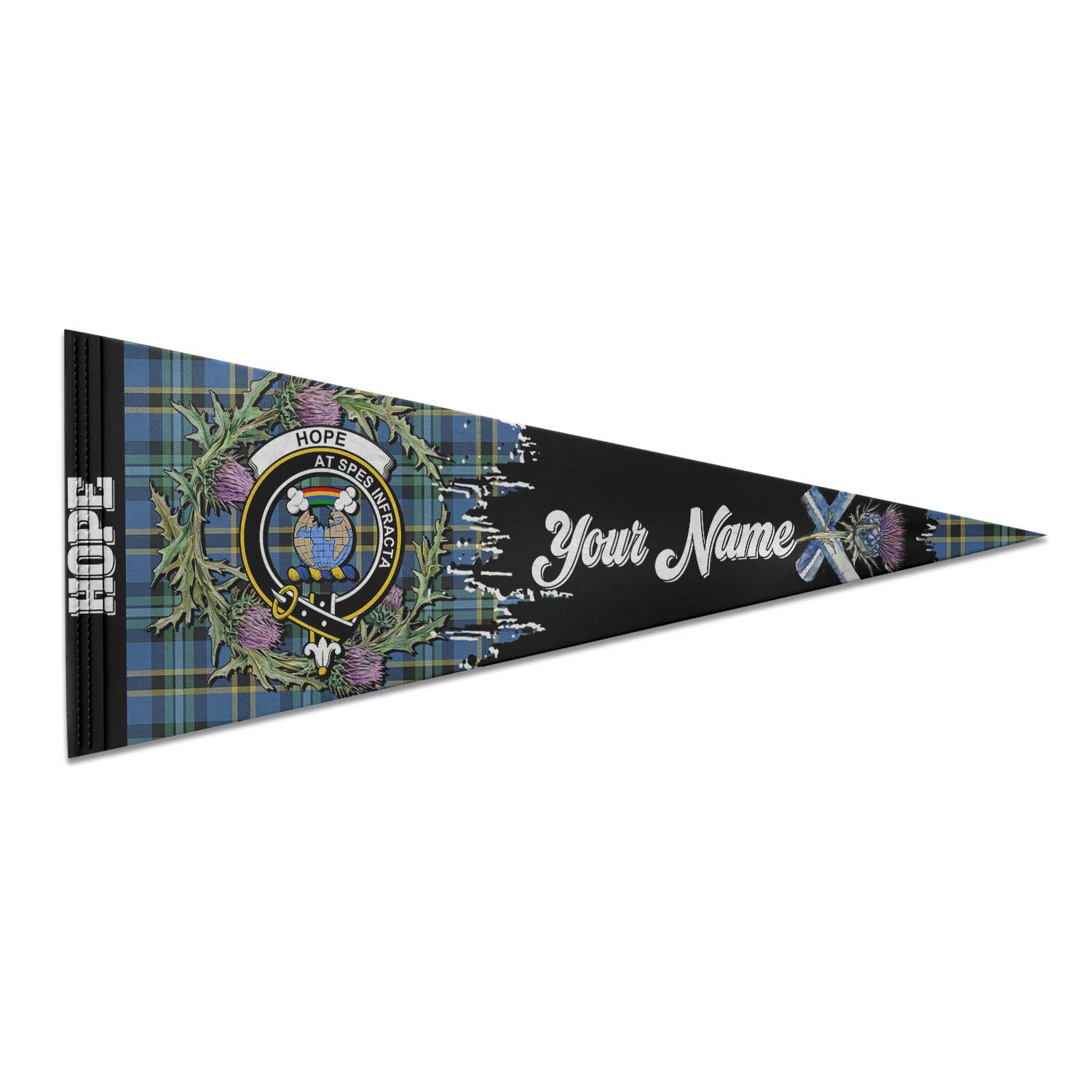 Clan Hope Tartan Felt Pennant Crest And Plaid Basic Style