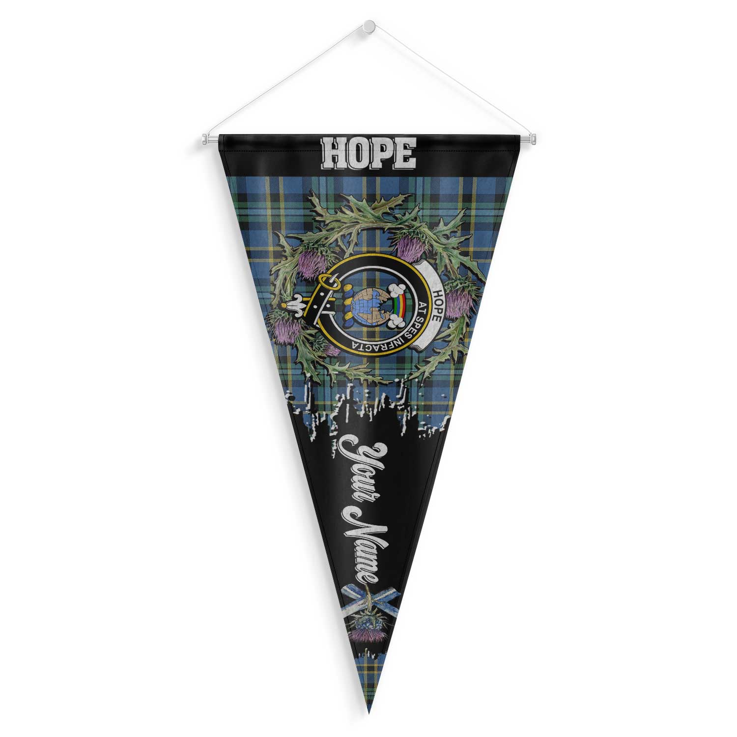 Clan Hope Tartan Felt Pennant Crest And Plaid Basic Style