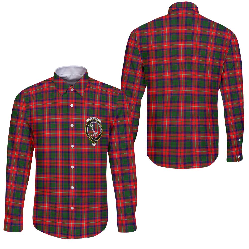 Clan Hopkirk Tartan Long Sleeve Button Shirt Crest And Plaid Basic Style