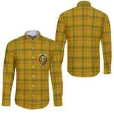 Clan Houston Tartan Long Sleeve Button Shirt Crest And Plaid Basic Style