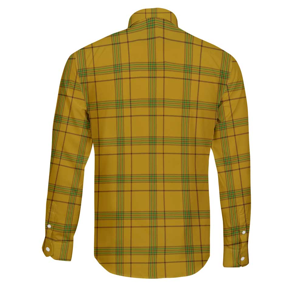 Clan Houston Tartan Long Sleeve Button Shirt Crest And Plaid Basic Style