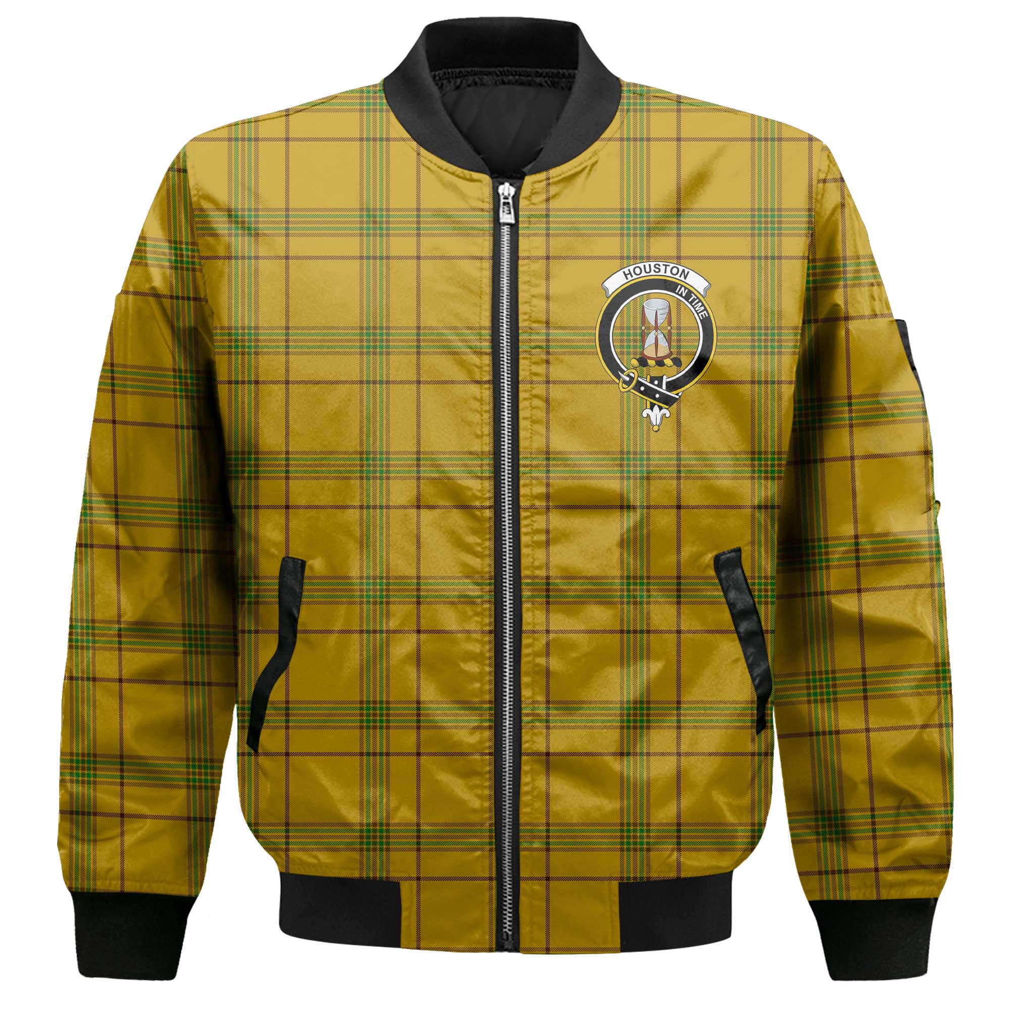 Clan Houston Tartan Men Bomber Jacket Crest And Plaid Basic Style