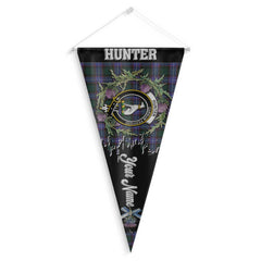 Clan Hunter Tartan Felt Pennant Crest And Plaid Basic Style