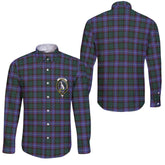 Clan Hunter Tartan Long Sleeve Button Shirt Crest And Plaid Basic Style