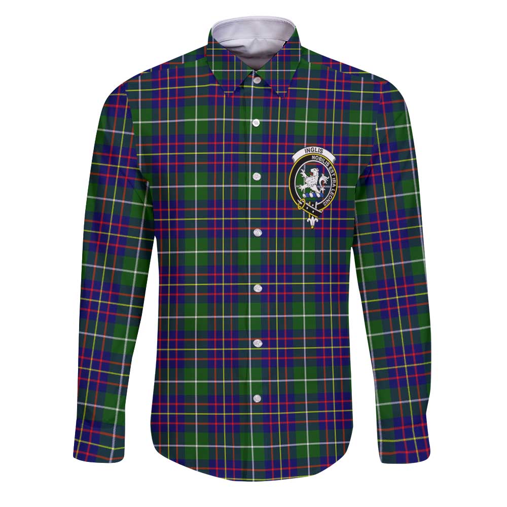 Clan Inglis Tartan Long Sleeve Button Shirt Crest And Plaid Basic Style