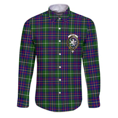 Clan Inglis Tartan Long Sleeve Button Shirt Crest And Plaid Basic Style