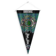 Clan Irvine Tartan Felt Pennant Crest And Plaid Basic Style