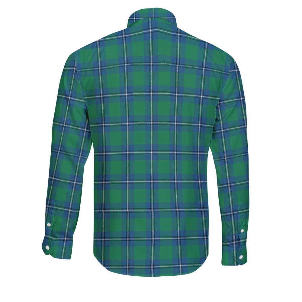 Clan Irvine Tartan Long Sleeve Button Shirt Crest And Plaid Basic Style