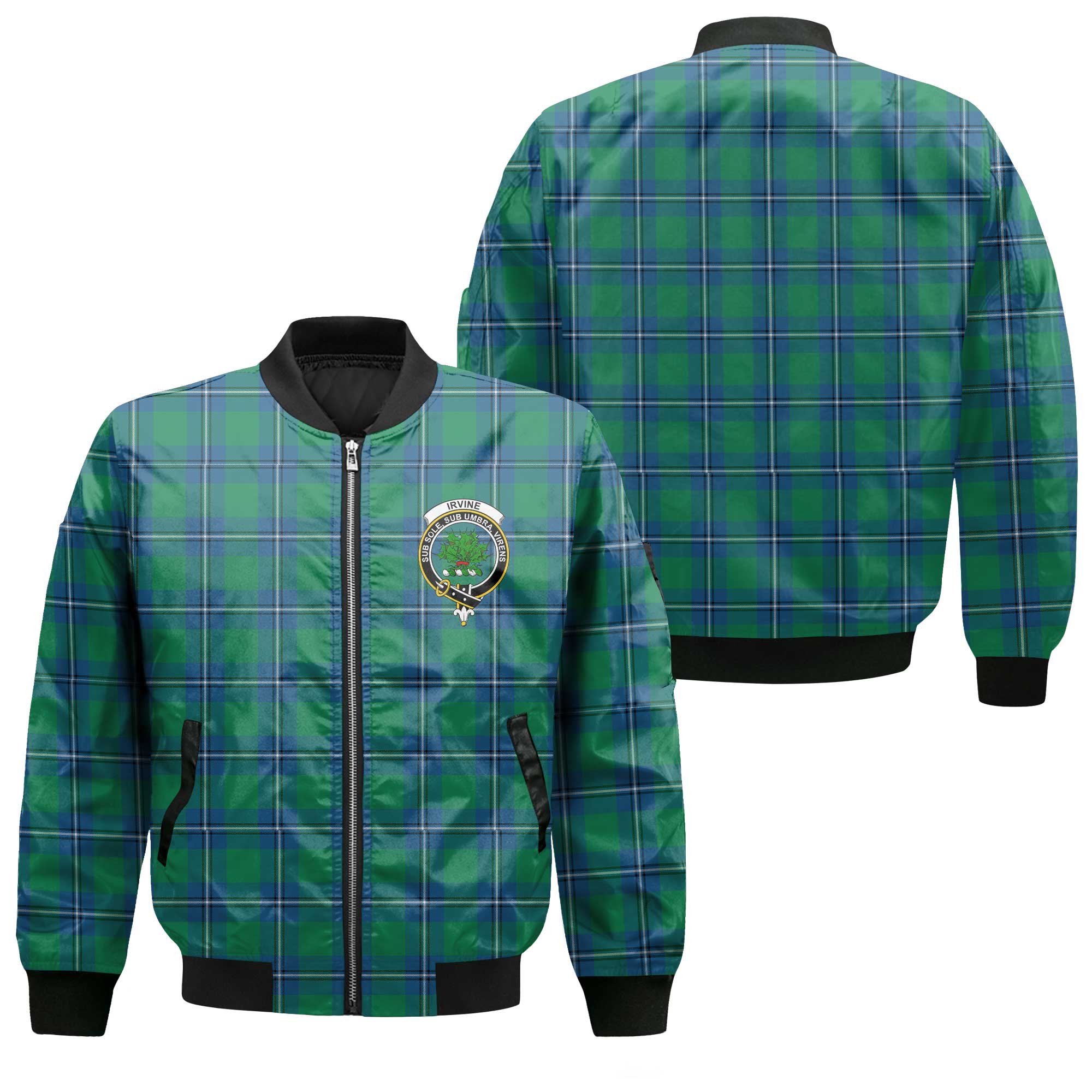 Clan Irvine Tartan Men Bomber Jacket Crest And Plaid Basic Style