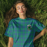Clan Irvine Tartan Women T Shirt Crest And Plaid Basic Style