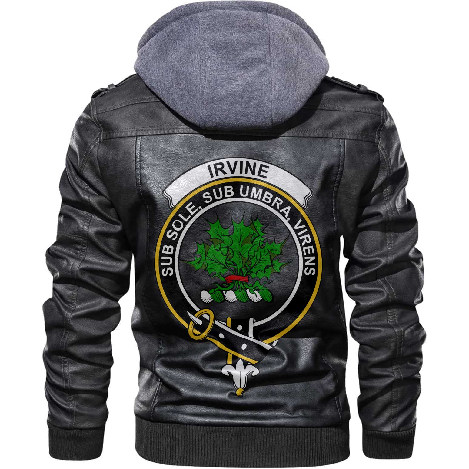 Clan Irvine Tartan Zip Leather Jacket Crest And Plaid Basic Style