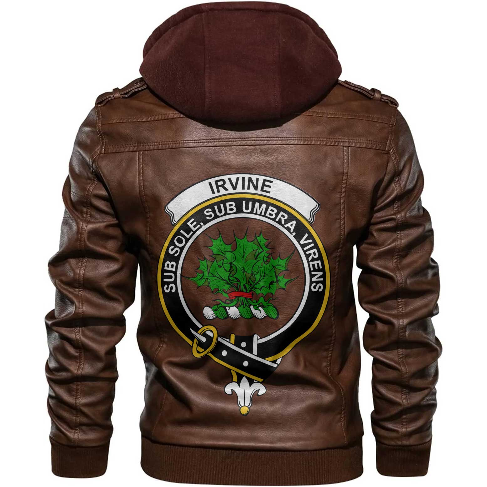 Clan Irvine Tartan Zip Leather Jacket Crest And Plaid Basic Style