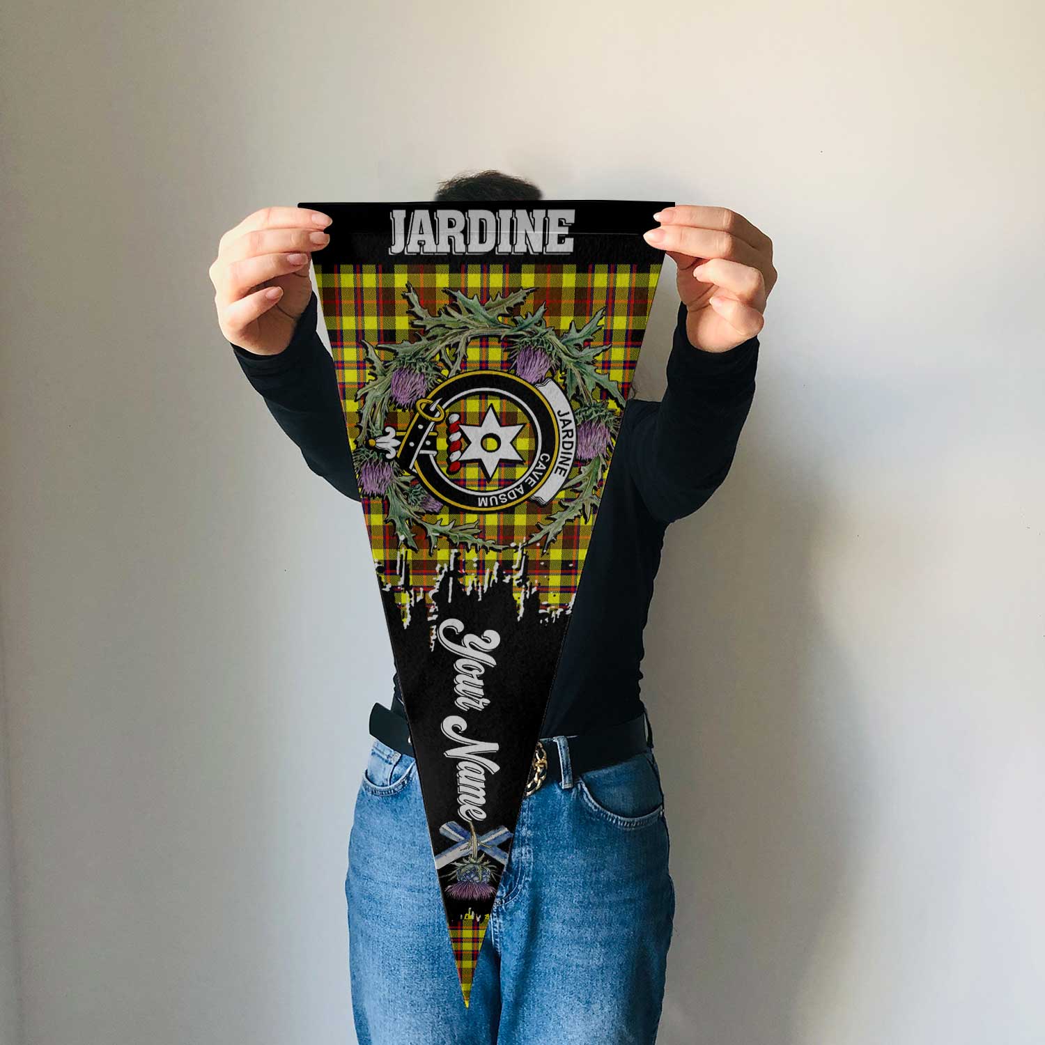 Clan Jardine Tartan Felt Pennant Crest And Plaid Basic Style
