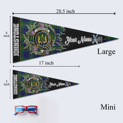Clan Johnstone Tartan Felt Pennant Crest And Plaid Basic Style