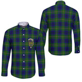 Clan Johnstone Tartan Long Sleeve Button Shirt Crest And Plaid Basic Style