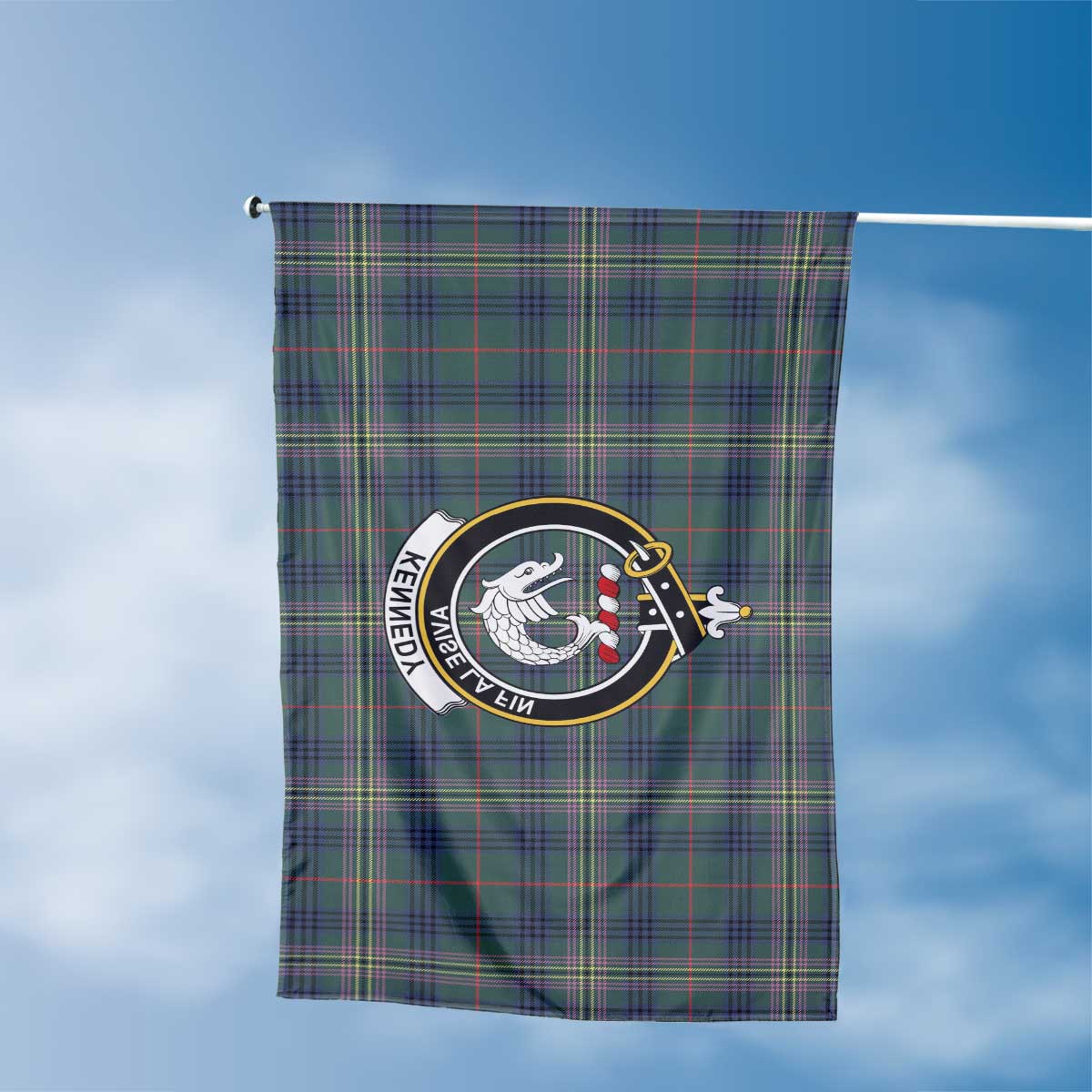 Clan Kennedy Tartan Flag Crest And Plaid Basic Style