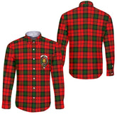 Clan Kerr Tartan Long Sleeve Button Shirt Crest And Plaid Basic Style