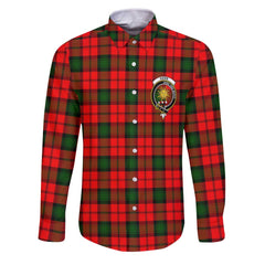 Clan Kerr Tartan Long Sleeve Button Shirt Crest And Plaid Basic Style