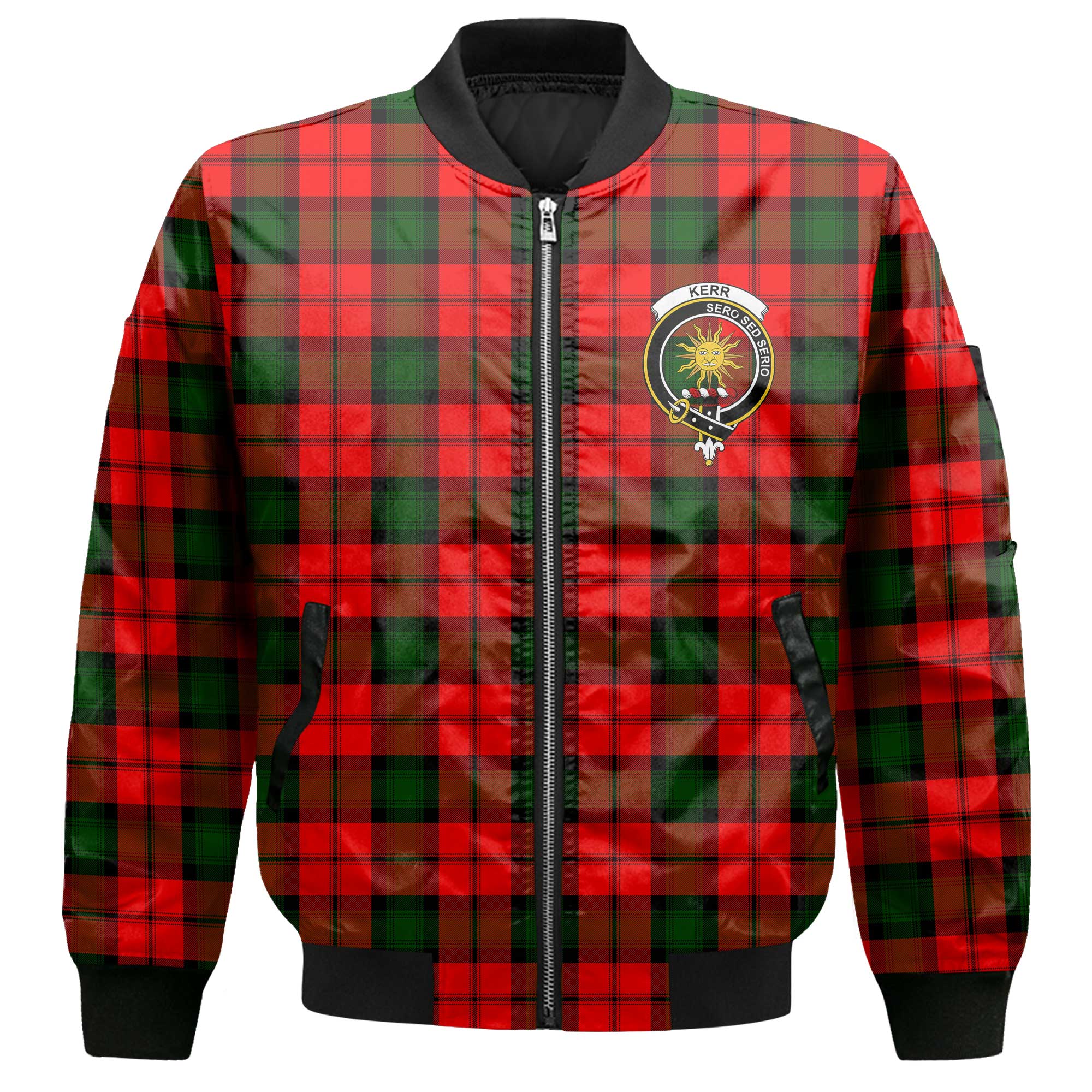 Clan Kerr Tartan Men Bomber Jacket Crest And Plaid Basic Style