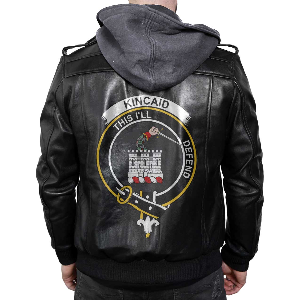 Clan Kincaid Tartan Zip Leather Jacket Crest And Plaid Basic Style