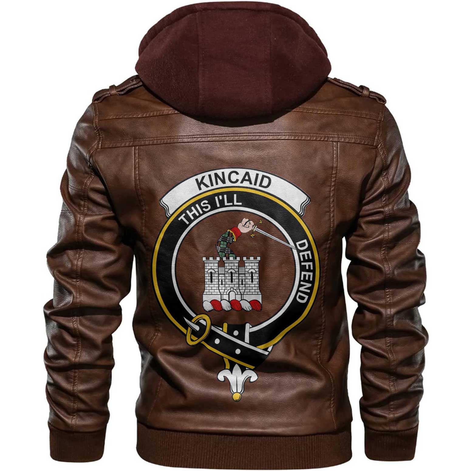 Clan Kincaid Tartan Zip Leather Jacket Crest And Plaid Basic Style